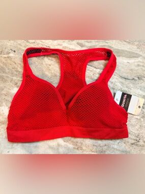 Youmita Red Mesh Sports Bra Medium NWT Push Up Activewear Strappy Workout Top
